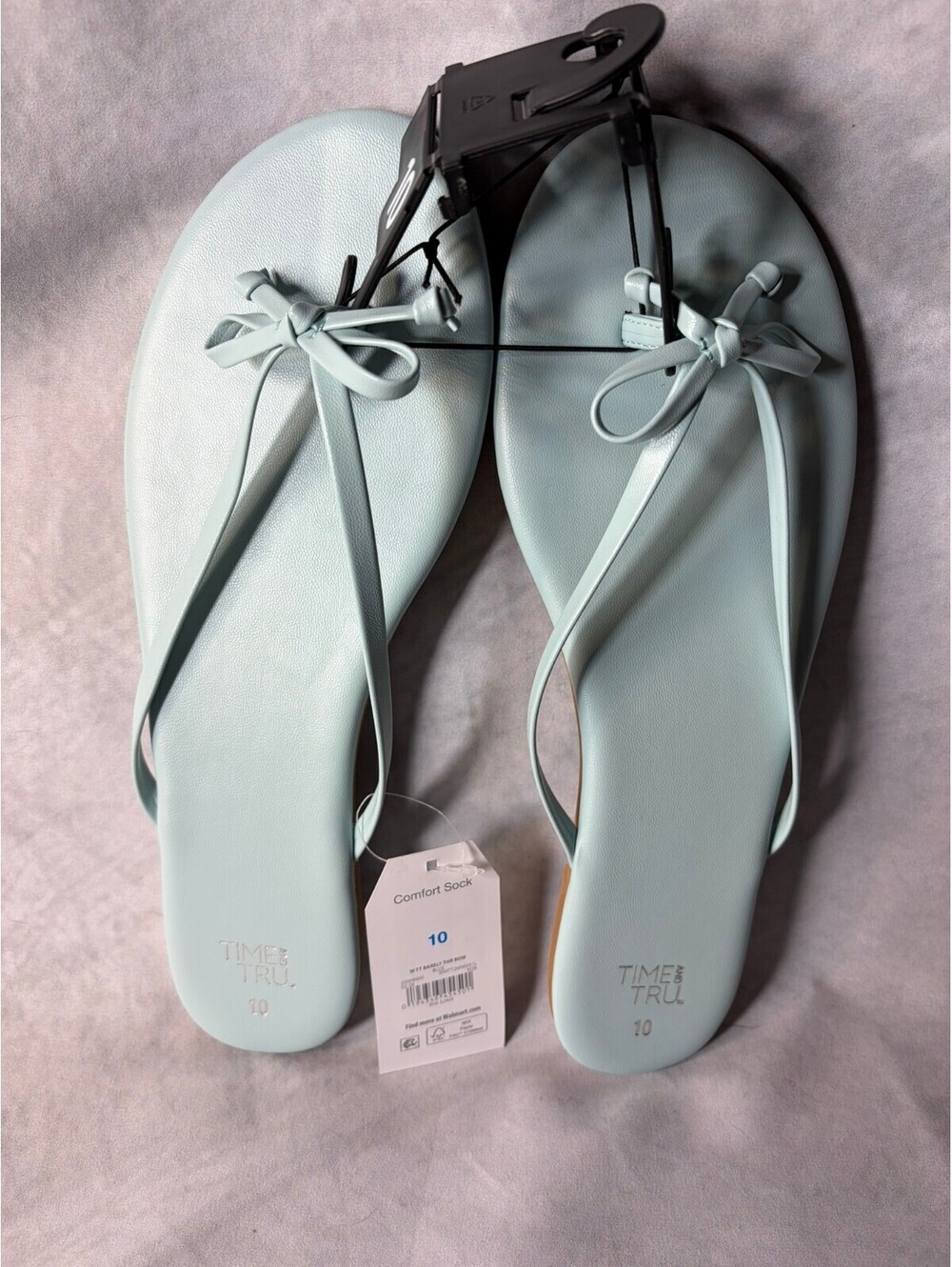 Time and Tru Bow Thong Sandals Womens 10 Light Blue NWT